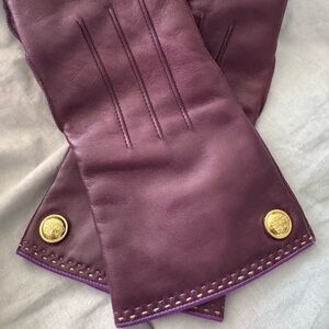 EUC Coach genuine leather gloves with cashmere lining in plum